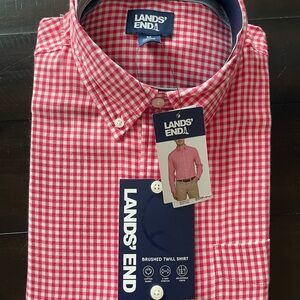 Lands' End Men's Red Gingham Shirt